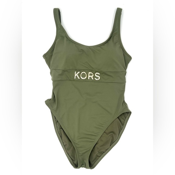 Michael Kors Resortwear One-Piece Olive Green Designer Swimsuit Women’s Size 6 - Picture 1 of 7